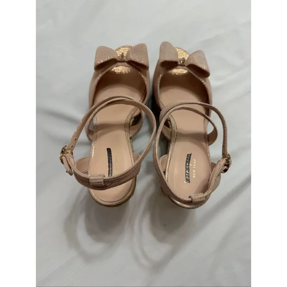 NWB Kate Spade Thelma Blush Espadrille Wedge platform Sandals Size 9M